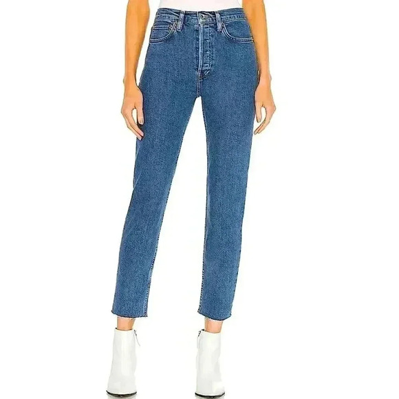 REDONE Jeans 90s High Rise Straight Crop 70s As F**CK REVOLVE Raw Hem - Picture 2 of 16